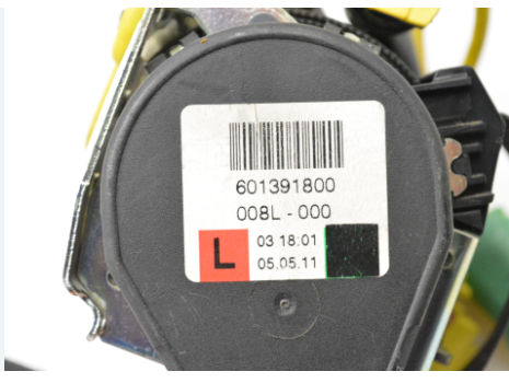 601391800 Ремінь безпеки передній лівий Vw touareg2001-2008 7l0857705b