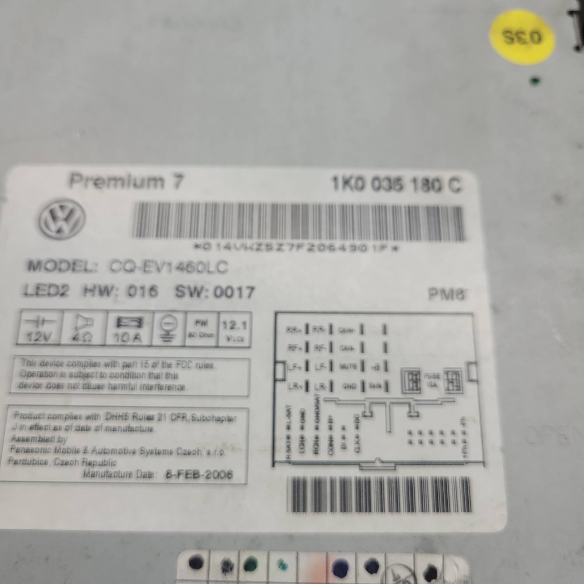 Магнітола volkswagen passat b6 1k0035180c