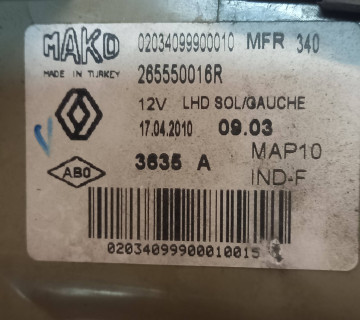 Ліхтар задній лівий Renault Fluence 2009-2015 265550016r