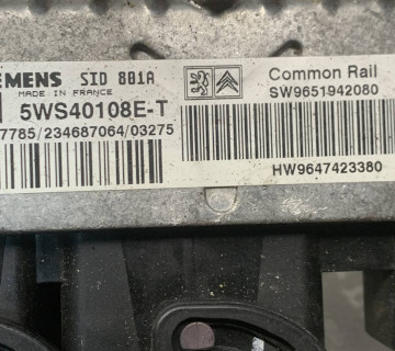Блок керування двигуна Citroen Berlingo Peugeot Partner 2.0HDi hw9647423380, 5ws40108e-t