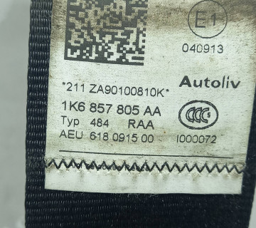 1k6857805aa Ремінь безпеки лів. зад VOLKSWAGEN GOLF 6 09-14