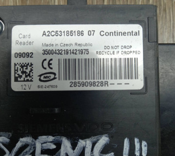Замок запалюваня/ считувач ключ-карти з ключем A2C53185186, 285909828R для Renault Laguna III/ Megane III/ Scenic IIIa2c53185186